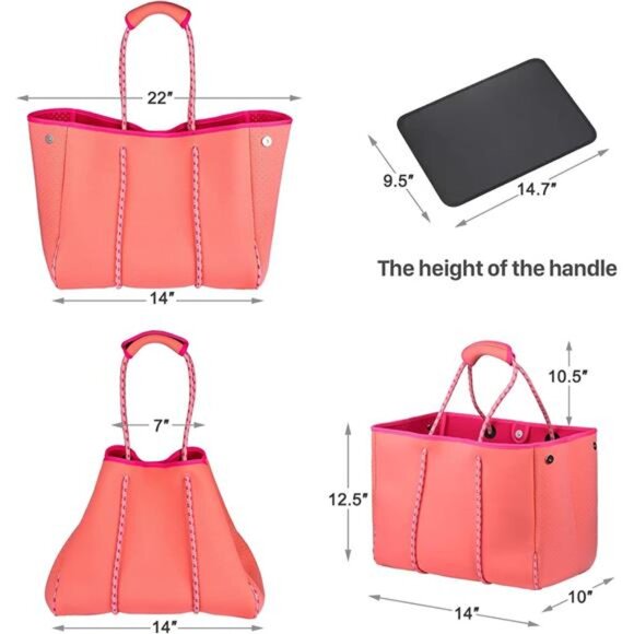 LMYYG Beach bag,Multipurpose Neoprene Bag,Large Tote Bag,Waterproof Shoulder - Picture 4 of 8